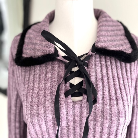 Cider Terry Collar Solid Bowknot Sweatshirt NWT - Picture 6 of 9